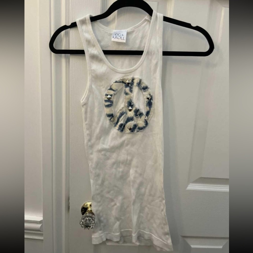 White Tank Top with Peace Sign